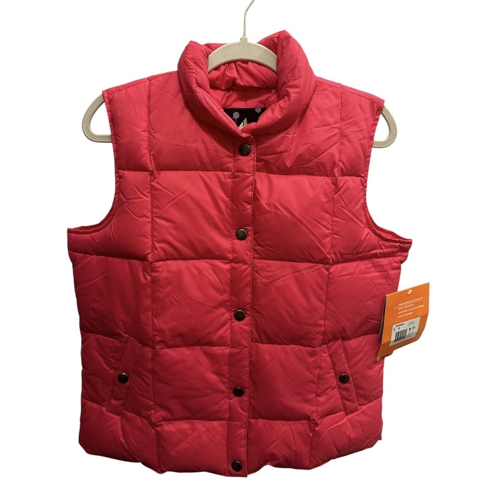Athletech Pink Down Puffer Vest Women's Sz Large New w/Flaw Hiking Camping Girls